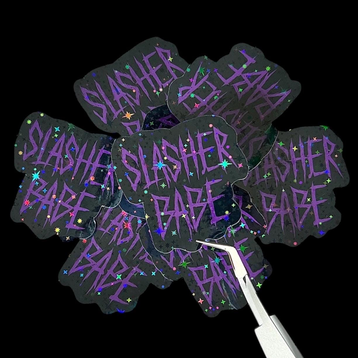 Slasher Babe Holographic Sticker | Horror Glitter Stars Decal